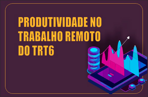 Ilustração com gráficos e texto &quot;Produtividade no trabalho remoto do TRT6&quot;